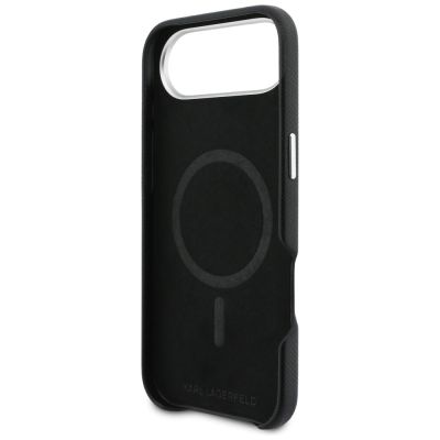 7. Etui Karl Lagerfeld Karl & Choupette Head Pins Saffiano MagSafe na iPhone Air - czarne