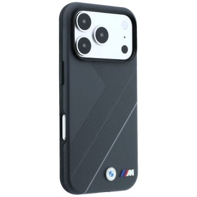4. Etui BMW M Tire Track with Silver Line MagSafe na iPhone 18 Pro / 17 Pro - ciemnoszare