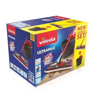 7. Mop płaski Vileda Ultramax Box z zestawem kuchennym | rękawiczki Universal 1 para+ściereczka Actifibre Pro kuchenna 1szt.
