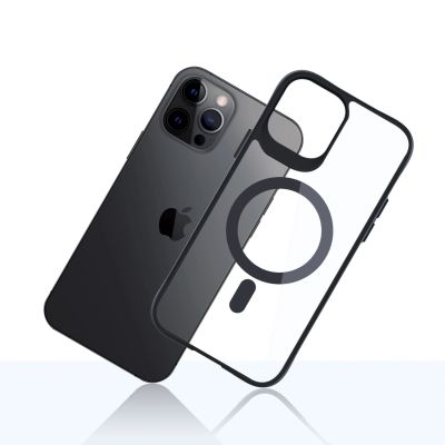 9. Etui 3mk Satin Armor MagCase z MagSafe na iPhone 12 Pro Max - przezroczyste z czarną ramką