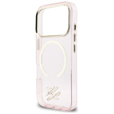 6. Etui Karl Lagerfeld IML KL Script Logo MagSafe na iPhone 17 Pro - różowe