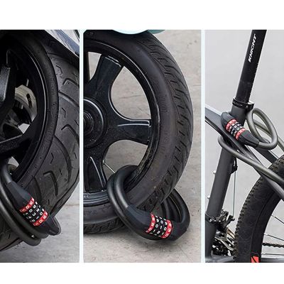 5. Zapięcie rowerowe Rockbros RKS507-1BK na szyfr 1,8m - czarne