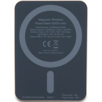 3. Powerbank indukcyjny Guess MagSafe Metal Script Logo 15W 5000mAh - złoty