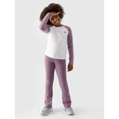 4. Longsleeve regular gładki dziewczęcy 4F Junior 4FJWAW24TLONF291-51S