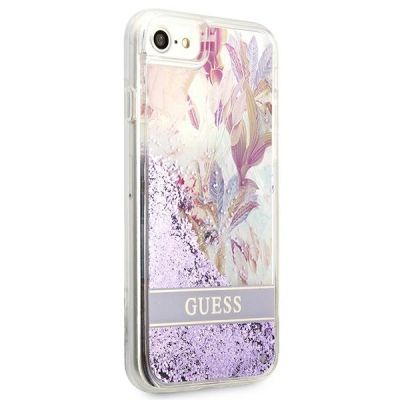 4. Etui Guess Flower Liquid Glitter na iPhone SE 2022 / SE 2020 / 7 / 8 - fioletowe