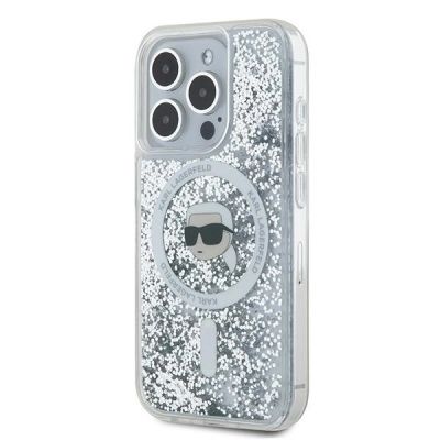 2. Etui Karl Lagerfeld Liquid Glitter Karl Head MagSafe na iPhone 15 Pro Max - przezroczyste