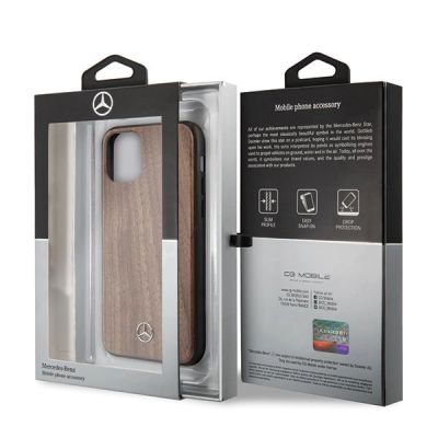 6. Etui Mercedes Wood Line Walnut na iPhone 11 Pro Max - brązowe