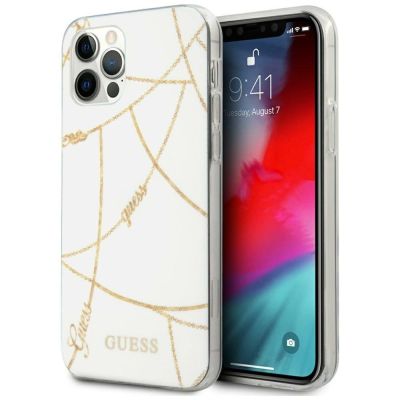 11. Etui Guess Gold Chain Collection na iPhone 12 Pro Max 6,7"  - białe