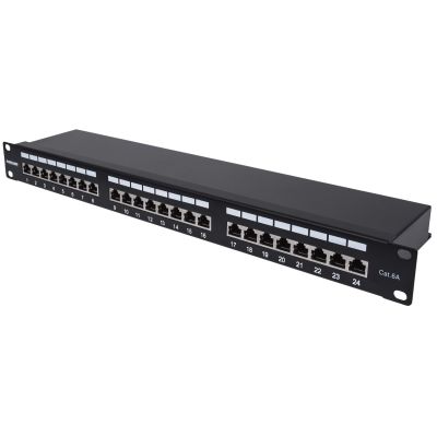 2. INTELLINET 24-Port Cat6a Patchpanel FTP 1HE schwarz