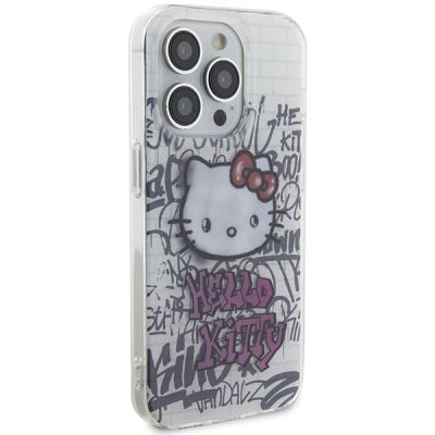 4. Etui Hello Kitty IML Kitty On Bricks Graffiti na iPhone 13 Pro / 13 - białe