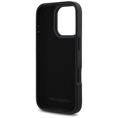 7. Etui Karl Lagerfeld HC Grained PU Cardslot Metal Signature na iPhone 16 Pro - czarne