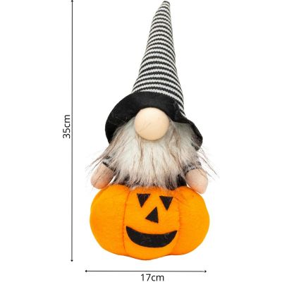 5. FIGURKA DEKORACYJNA NA DYNI 35CM LED HALLOWEEN  POMARAŃCZOWY