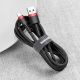 4. Baseus Cafule Cable wytrzymały nylonowy kabel przewód USB / USB-C QC3.0 2A 3M czarno-czerwony (CATKLF-U91)