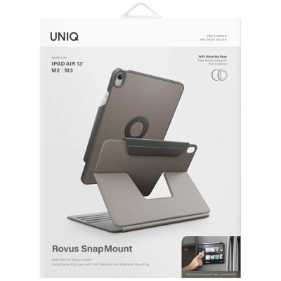 10. Etui UNIQ Rovus Snapmount Magnetic 360 Rotating Detachable do iPad Air 13" 2024 / 2025 - szare