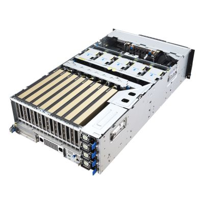 8. Platforma Asus Rack (4U) ESC8000A-E13X AMD EPYC 9005 (8xNVMe, 2xM.2, 2x10Gbe, 8xQSFP, IPMI, R3200W)