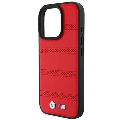 6. Etui BMW M Perforated And Stitched Line MagSafe na iPhone 16 Pro - czerwone