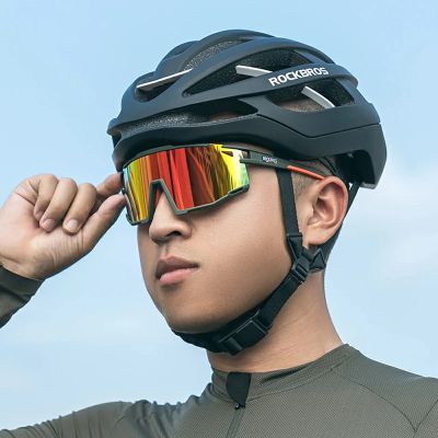 2. Okulary rowerowe Rockbros SP258 ROAD TO SKY polaryzacyjne pomarańczowe soczewki - zielone