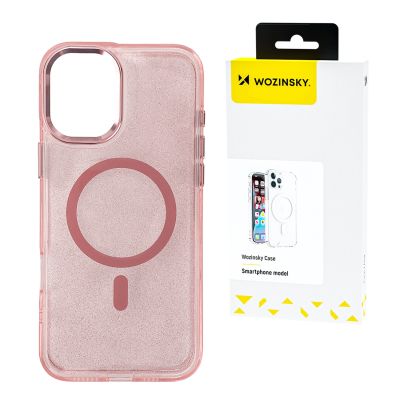 Etui Wozinsky Glitter Case z Mag Safe na Samsung Galaxy S25 - różowe z brokatem