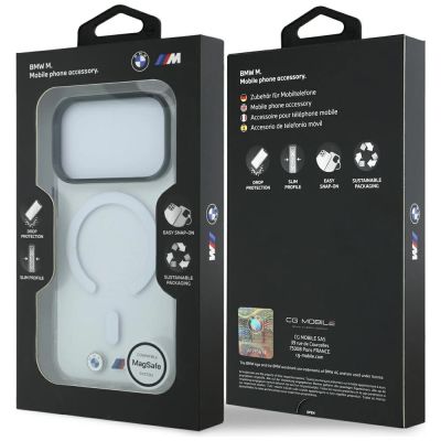 8. Etui BMW M IML Glossy Metal Logo & Trims MagSafe na iPhone 17 Pro / 18 Pro - przezroczyste
