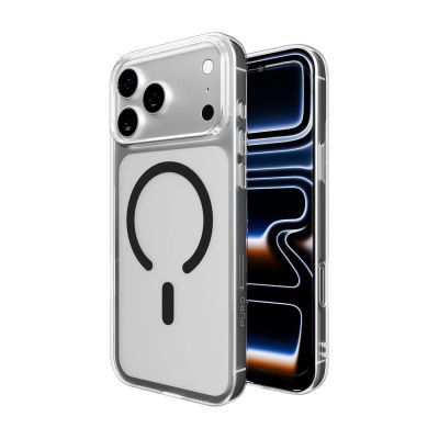 4. Etui Puro Lite Mag TPU+PC kompatybilne z MagSafe na iPhone 17 Pro Max - przezroczyste z czarnym pierścieniem