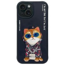 Etui Nimmy Glasses Cool Cat na iPhone 15 - czarne