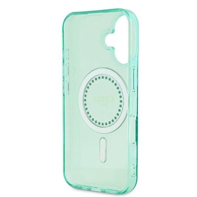 7. Etui Guess IML Rhinestones MagSafe na iPhone 16 - zielone