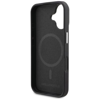 7. Etui Karl Lagerfeld Initial & Metal Logo MagSafe na iPhone 16 - czarne