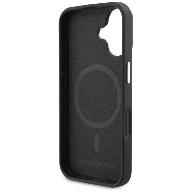7. Etui Karl Lagerfeld Initial & Metal Logo MagSafe na iPhone 16 - czarne