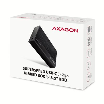 8. AXAGON EE35-GTR USB-C 3.2 Gen 1 - SATA 6G, Obudowa Zewnętrznego Dysku Twardego 3.5", Ryflowana - Czarna