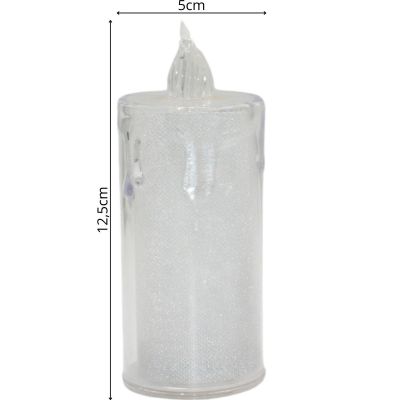 3. ŚWIECA DEKORACYJNA 12,5 CM TRANSPARENT CIEPŁY BIAŁY 1 LED