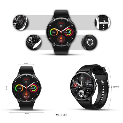 9. Smartwatch VELTORI VT160-1 Czarny Pasek Silikonowy
