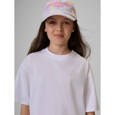 3. T-shirt loose gładki dziewczęcy 4F 4FJRSS26TTSHF3984-11S