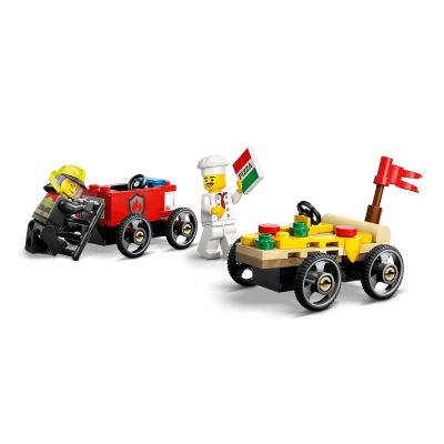 4. LEGO CITY 60458 Zestaw wyścigówek: pizza kontra wóz strażacki