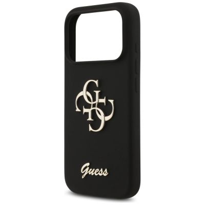 6. Etui Guess Silicone Big 4G Script na iPhone 17 Pro - czarne