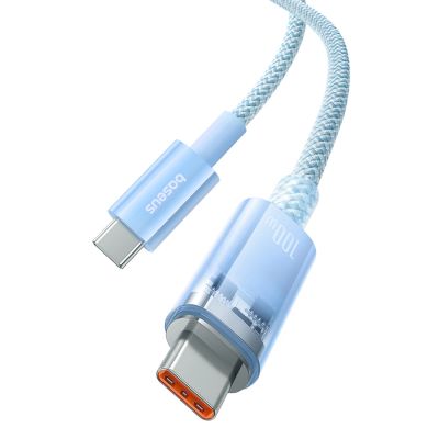 6. Kabel Baseus Explorer 100W USB-C - USB-C z inteligentnym czujnikiem temperatury 1m - niebieski