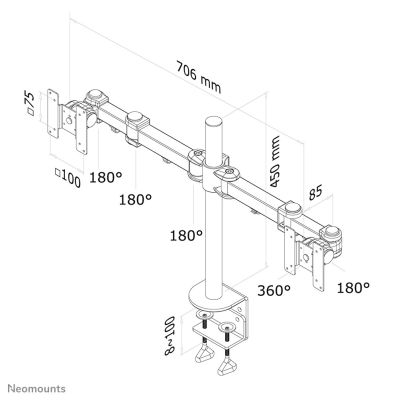 6. Neomounts FPMA-D960D uchwyt / stojak do monitorów 68,6 cm (27") Czarny Biurko
