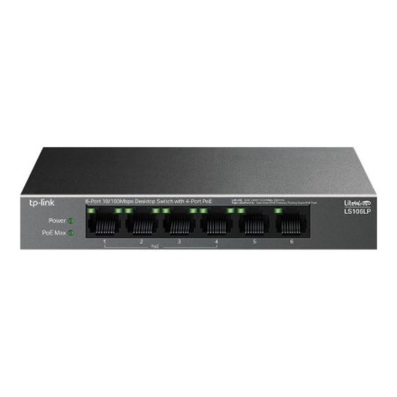 5. TP-Link LiteWave LS106LP łącza sieciowe Nie zarządzany Fast Ethernet (10/100) Obsługa PoE Czarny