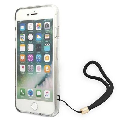 5. Etui Guess 4G Print Strap na iPhone SE 2022 / SE 2020 / 7 / 8 - brązowe