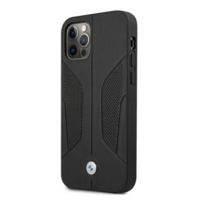 2. Etui BMW Leather Perforate Sides na iPhone 12 Pro Max - czarne