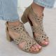 5. Sandały damskie na obcasie w cyrkonie beżowe Rieker 64773-61