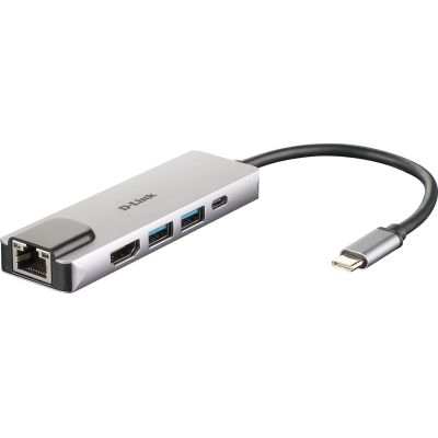 Adapter D-Link DUB-M520 - Przewodowy - Thunderbolt 3 - 60 W - 10,100,1000 Mbit/s - IEEE 802.3 - IEEE 802.3ab - IEEE 802.3az - IEEE 802.3u - IEEE 802.3x - Aluminium