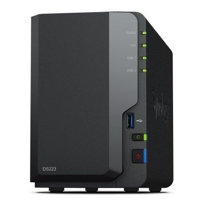 5. NAS Synology DS223; Tower; 2x (3.5" SATA HDD)/2.5" HDD SSD); Realtek RTD1619B;,2GB DDR4, 1x 1GbE RJ-45