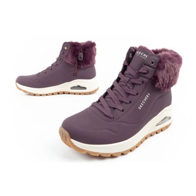 17. Skechers Uno Rugged buty sportowe damskie botki ocieplane zimowe fioletowe