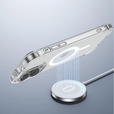 6. Joyroom Magnetic Defender magnetyczne etui do iPhone 14 Plus pancerny pokrowiec z haczykami podstawką przezroczysty (kompatybilne z MagSafe)