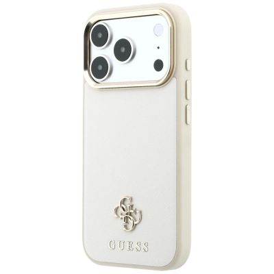 2. Etui Guess Saffiano Small 4G & Classic Logo MagSafe na iPhone 17 Pro Max / 18 Pro Max - beżowe