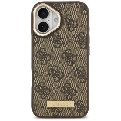 3. Etui Guess 4G Logo Plate MagSafe na iPhone 17 - brązowe