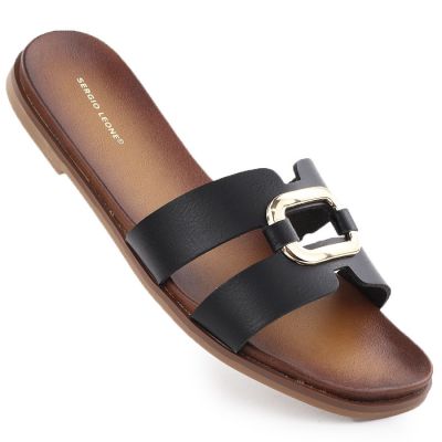 4. Klapki damskie z ozdoba czarne Sergio Leone SK077H