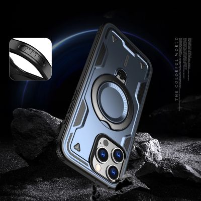 5. Etui Hybrid Armor Trendy z MagSafe na iPhone 16 Pro  - niebieskie
