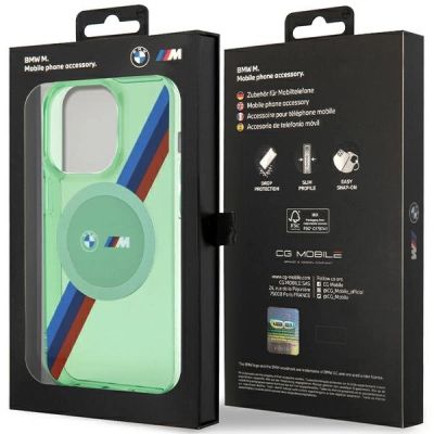 8. Etui BMW M Tricolor Stripes MagSafe na iPhone 15 Pro - zielone