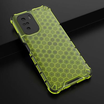 4. Honeycomb etui pancerny pokrowiec z żelową ramką Xiaomi Redmi K40 Pro+ / K40 Pro / K40 / Poco F3 zielony